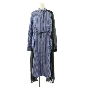 バックサテンチェックドッキングTシャツワンピース ロング 半袖