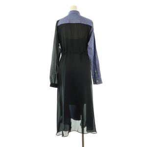 sacai Cotton Popln × Satin Dress ストライプ ドレス ワンピース シャツ切替 インナー付き