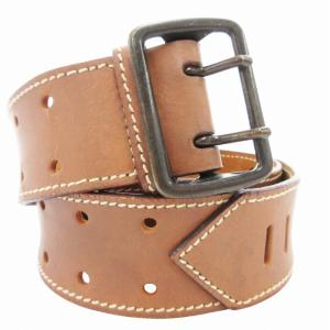 ヴィンテージ vintage ダブルパンチング レザーベルト 70 茶 ブラウン /GV