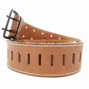 ALAIA ヴィンテージ vintage ダブルパンチング レザーベルト 70 茶 ブラウン /GV