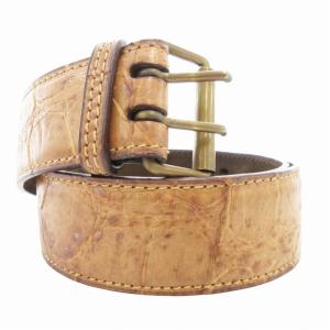 ヴィンテージ vintage レザーベルト クロコ型押し ダブルパンチング 65 茶 ブラウン /GV