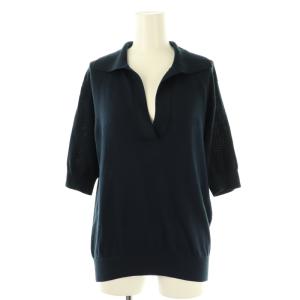 25SS SOIE POLOSHIRT トップス シルク ネイビー