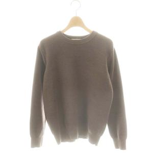 12G天竺ダブルフェイスニットセーター 長袖 ウール 2 茶 /NR OS