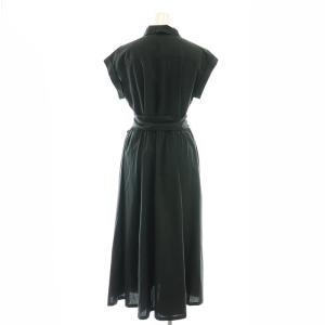 ESTNATION タイプライターシャツワンピース ミモレ ロング フレンチスリーブ 36 黒 ブラック /AT OS