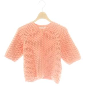 23SS ハイブリットコットンケーブル ハーフスリーブプルオーバー ニット セーター 五分袖 S サーモンピンク