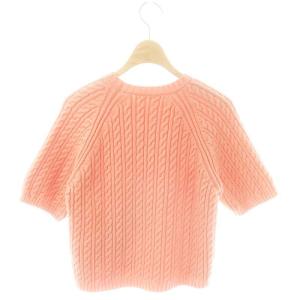 MACPHEE 23SS ハイブリットコットンケーブル ハーフスリーブプルオーバー ニット セーター 五分袖 S サーモンピンク