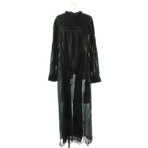 PERKINS コットン ベルテッドシャツ ブラウス ロング 34 ブラック /DF OS