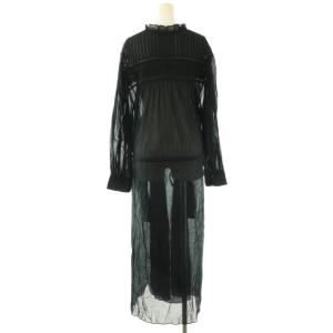ISABEL MARANT ETOILE PERKINS コットン ベルテッドシャツ ブラウス ロング 34 ブラック /DF OS