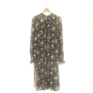 シャツワンピース 長袖 ロング 花柄 36 黒 マルチカラー /NR OS