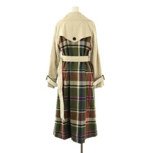 Diagram GRACE CONTINENTAL チェックトレンチコート 切替 ベルト付き 36 ベージュ マルチカラー /MI OS