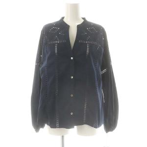 キカ刺繍ブラウス 36 紺 /MI OS