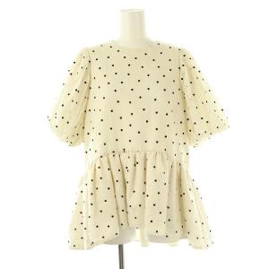 24SS Eleonore ドットパフスリーブペプラムトップス ブラウス F アイボリー ブラック /ES