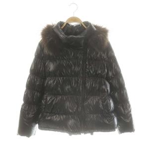 INDIVI ダウンジャケット ラクーンファー 44 ブラック /ES OS