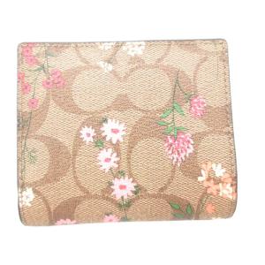 COACH 美品 ワイルドフラワー シグネチャー 二つ折り財布 ウォレット ベージュ /AE AA