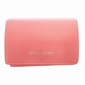 エッセンシャル 三つ折り財布 ミニウォレット レザー ピンク 490621 /HO AA
