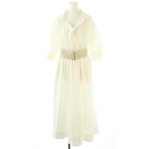 24SS ベルト付カシュクールシャツワンピース マキシ ロング 五分袖 1 白 ホワイト /AT OS