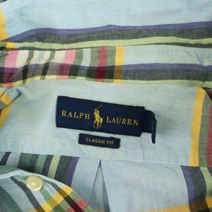RALPH LAUREN チェック 長袖シャツ ボタンダウン コットン インド製 SP ブルー /MY OS