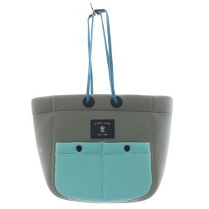 バイカラー トートバッグ ハンバッグ グレー 水色 ブルー /SR17