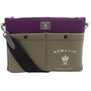 2WAY クラッチバッグ ショルダーバッグ ロゴ 茶 ブラウン 紫 パープル /SR21