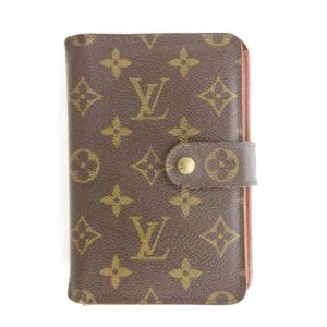 M61207 モノグラム ポルトパピエジップ 二つ折り財布 ロゴ 茶 ブラウン /JS