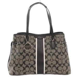 F29064 シグネチャー ストライプ ドローストリング キャリーオールトート ハンドバッグ 肩掛け ロゴ