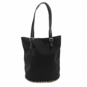 Burberry's BLUE LABEL ハンドバッグ トート 肩掛け ノバチェック バケツ型 ロゴ ナイロン 黒 ブラック /GV