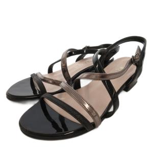 サンダル エナメル クロスストラップ 23 黒 ブラック /FF