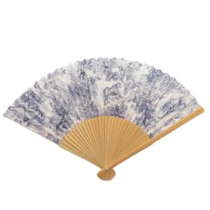 扇子 アニマル柄 白 ホワイト 青 ブルー ベージュ /FF
