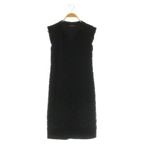 菊柄 ワンピース 膝丈 ノースリーブ 0 ブラック /MY OS