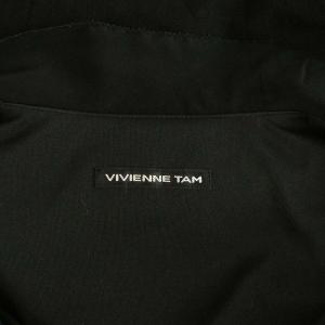 VIVIENNE TAM 菊柄 ワンピース 膝丈 ノースリーブ 0 ブラック /MY OS