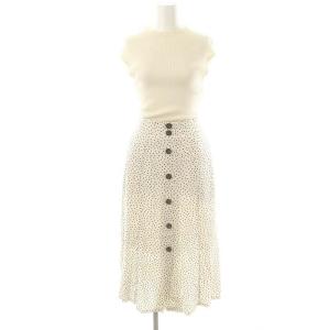 ドット柄 ワンピース ロング ノースリーブ 0 エクリュ 黒 /NR OS