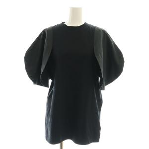 25SS circle-sleeve t-shirt トップス カットソー 切替 M ブラック /HK