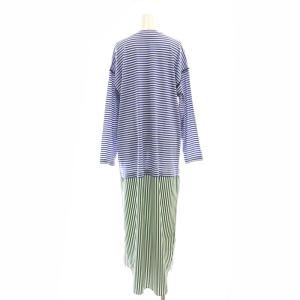 ENFOLD 25SS STRIPE DRESS ワンピース ロング 長袖 38 ブルー グリーン /HK OS