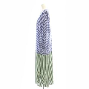 ENFOLD 25SS STRIPE DRESS ワンピース ロング 長袖 38 ブルー グリーン /HK OS