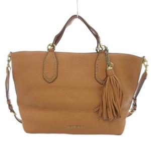 2WAY ハンドバッグ ショルダー レザー 茶 ブラウン /JS