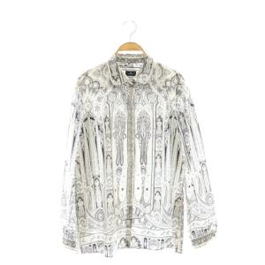 ペイズリー柄 シャツ ブラウス 44 白 黒 グレー /CX OS