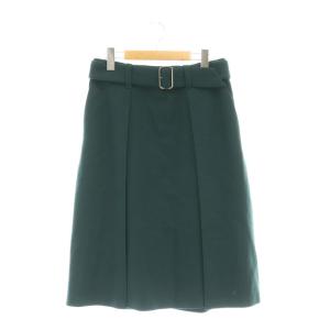 ウール ベルテッドスカート フレア 42 ダークグリーン /CX OS