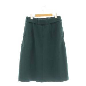 Salvatore Ferragamo ウール ベルテッドスカート フレア 42 ダークグリーン /CX OS