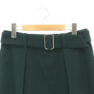 Salvatore Ferragamo ウール ベルテッドスカート フレア 42 ダークグリーン /CX OS