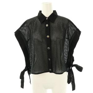 25SSメッシュポンチョシャツ フレンチスリーブ 36 黒 /CX OS