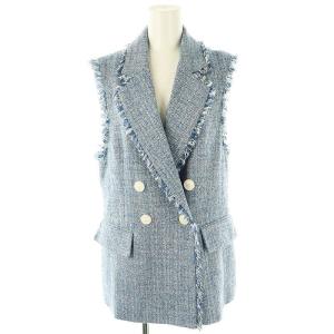 25SSシャンブレーツイードジレ 36 ブルー