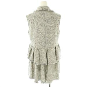 GRACE CONTINENTAL 25SSツイードフリンジジレ ベスト ティアード 36 黒 白 /CX OS