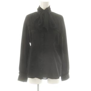 フリルネックシフォンブラウス 2 ブラック /DO OS