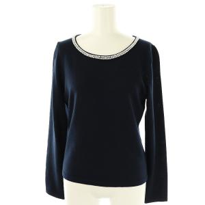 ウールフェイクパールニット カットソー ネイビー /DO OS