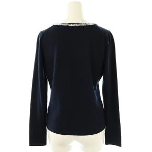 Harrods ウールフェイクパールニット カットソー ネイビー /DO OS