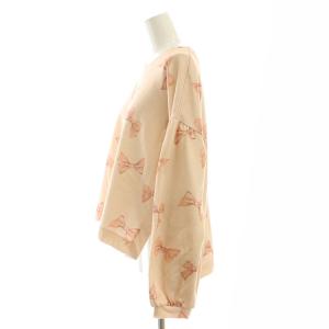 PINK HOUSE ベルベットリボンプリントバックボタンスウェット トレーナー 長袖 ピンク /AT OS