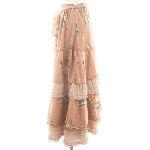 PINK HOUSE 24AW ブーケプリントスカート ティアード フリル ピンク