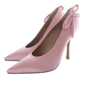 Nite Out サテンリボンパンプス ピンヒール ポインテッドトゥ 39 ピンク /SR27 S