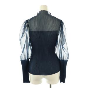 MUVEIL 24AW パフスリーブラメプルオーバー ニット カットソー 長袖 ナイロン 38 紺 /NR OS SH