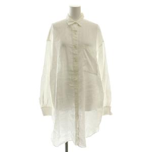ビーチサイドシャツ 長袖 チュニック丈 白 ホワイト /AT OS